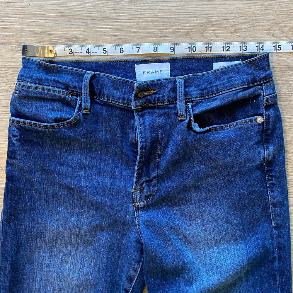Frame Le High Straight Frayed Hem Cropped Jeans High Rise Size 30 - Picture 7 of 10